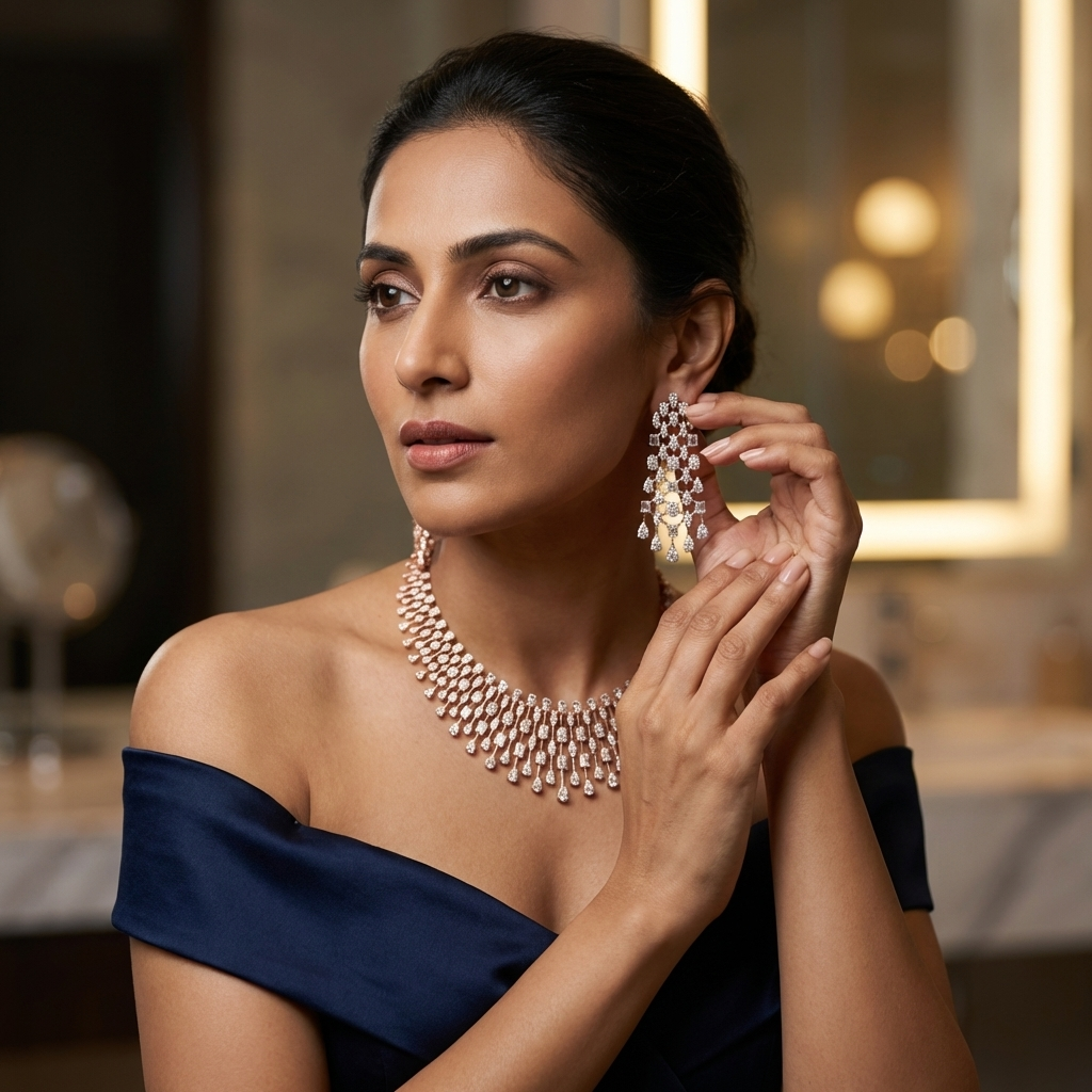 Bridal Luxe Diamond Necklace Set - 3
