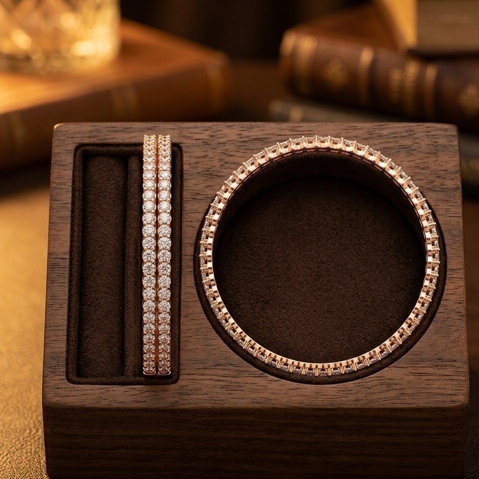 Dual Tone Diamond Bangles