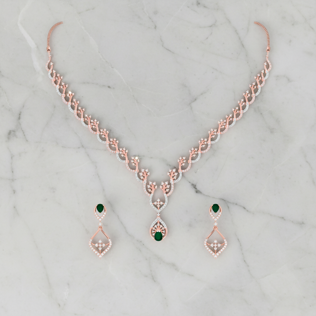 Silver Glow Diamond Elegance Necklace Set