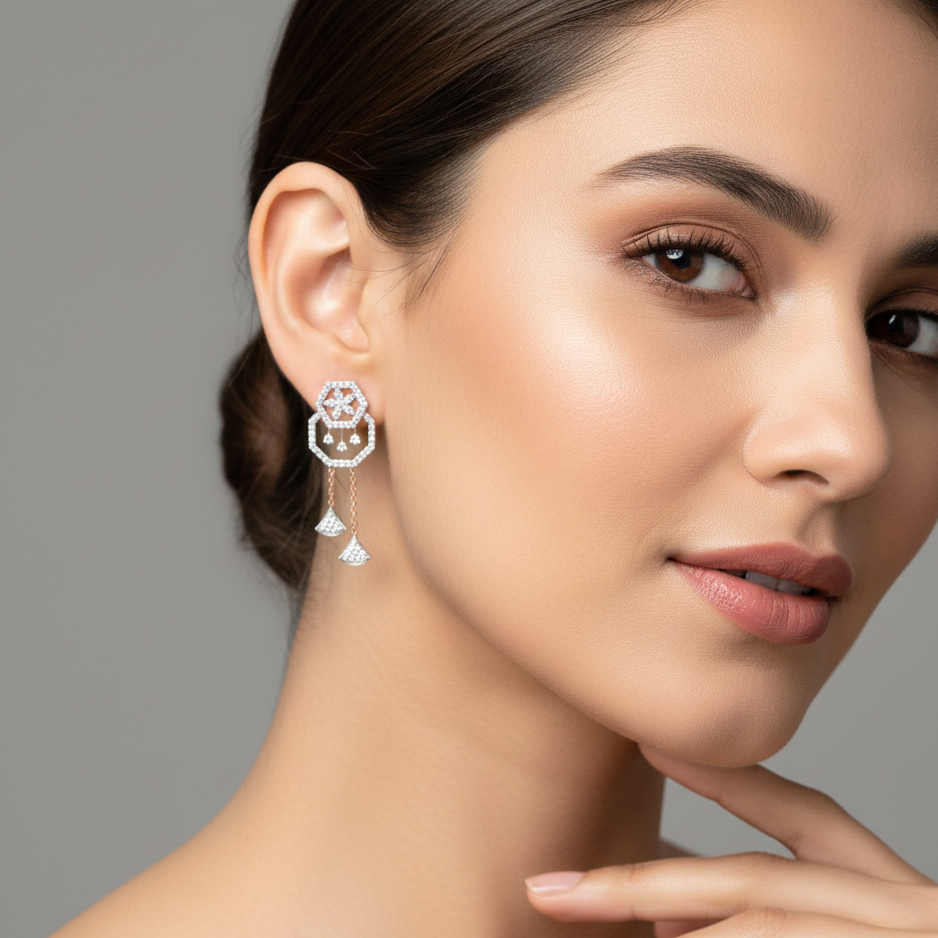 Lucenza Diamond Drop Danglers - 3
