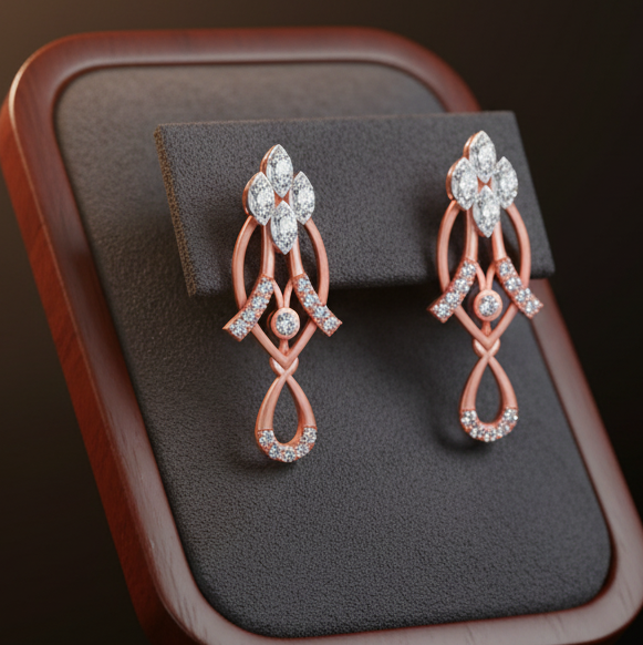 Premium Elegant Diamond Dangler Earrings - 3