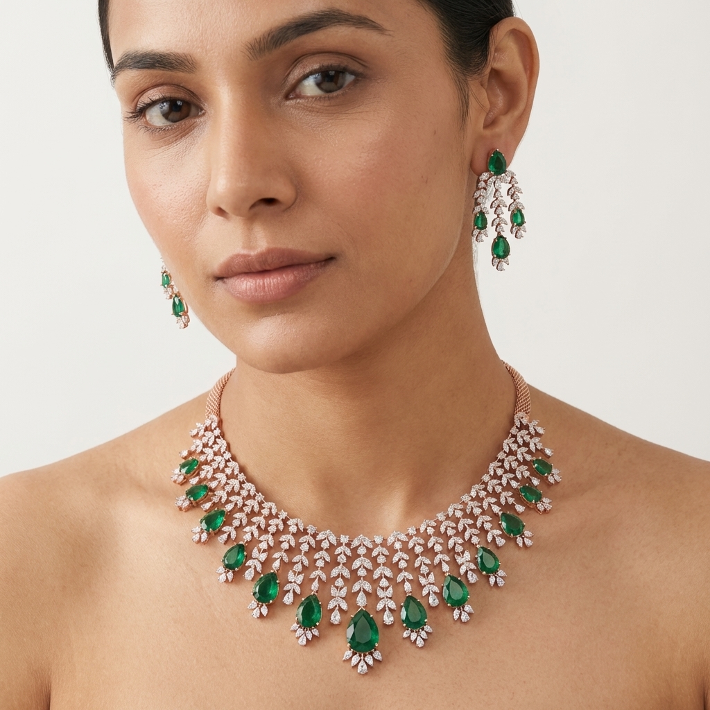 Fine Craft Diamond Wedding Necklace Set - 3