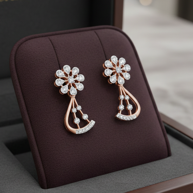 Shimmering Diamond Drop Earrings