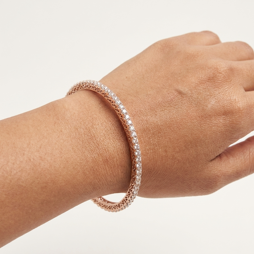 Modern Gold Diamond Bangles - 3
