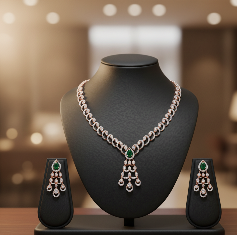 Harmony Glow Diamond Necklace with Earrings
