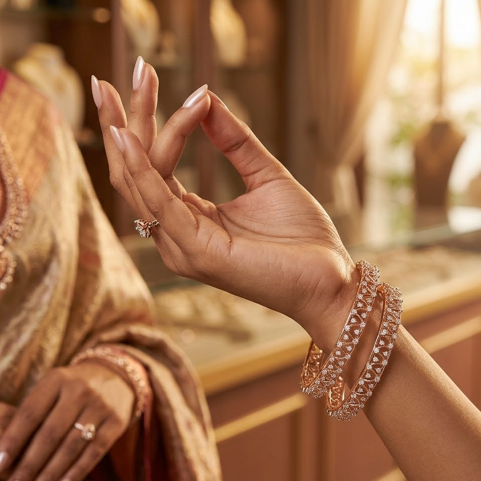 Stone Studded Diamond Bangles