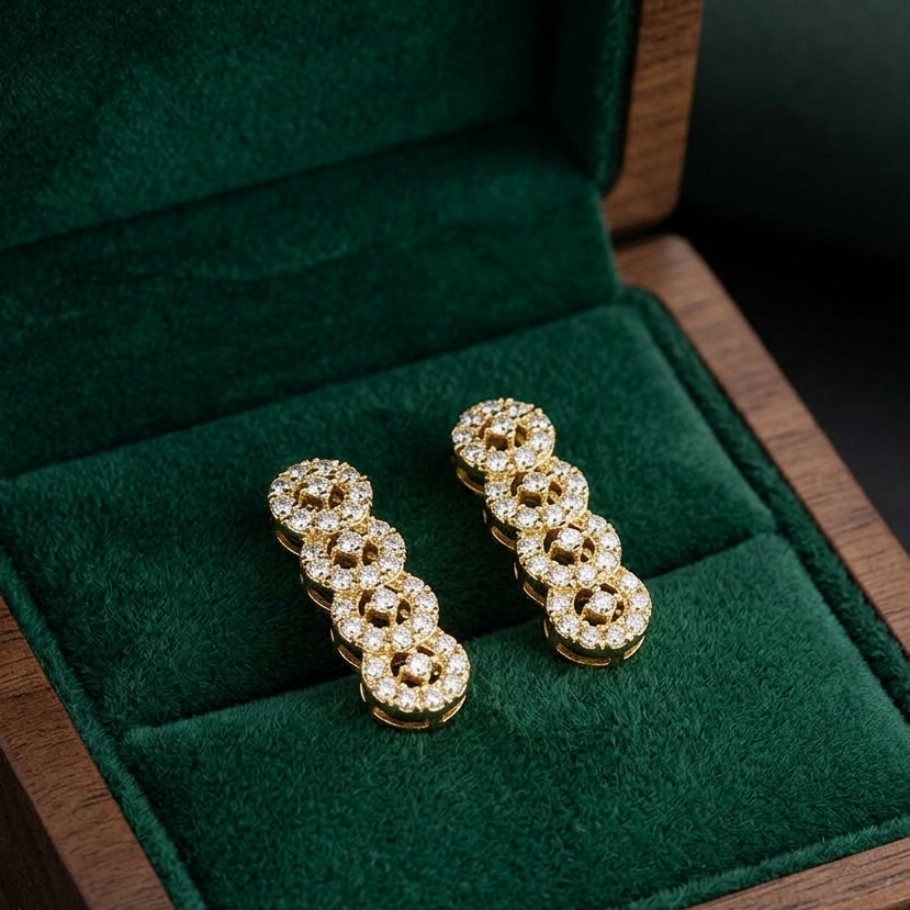 Minimalist Bar Diamond Stud Earrings