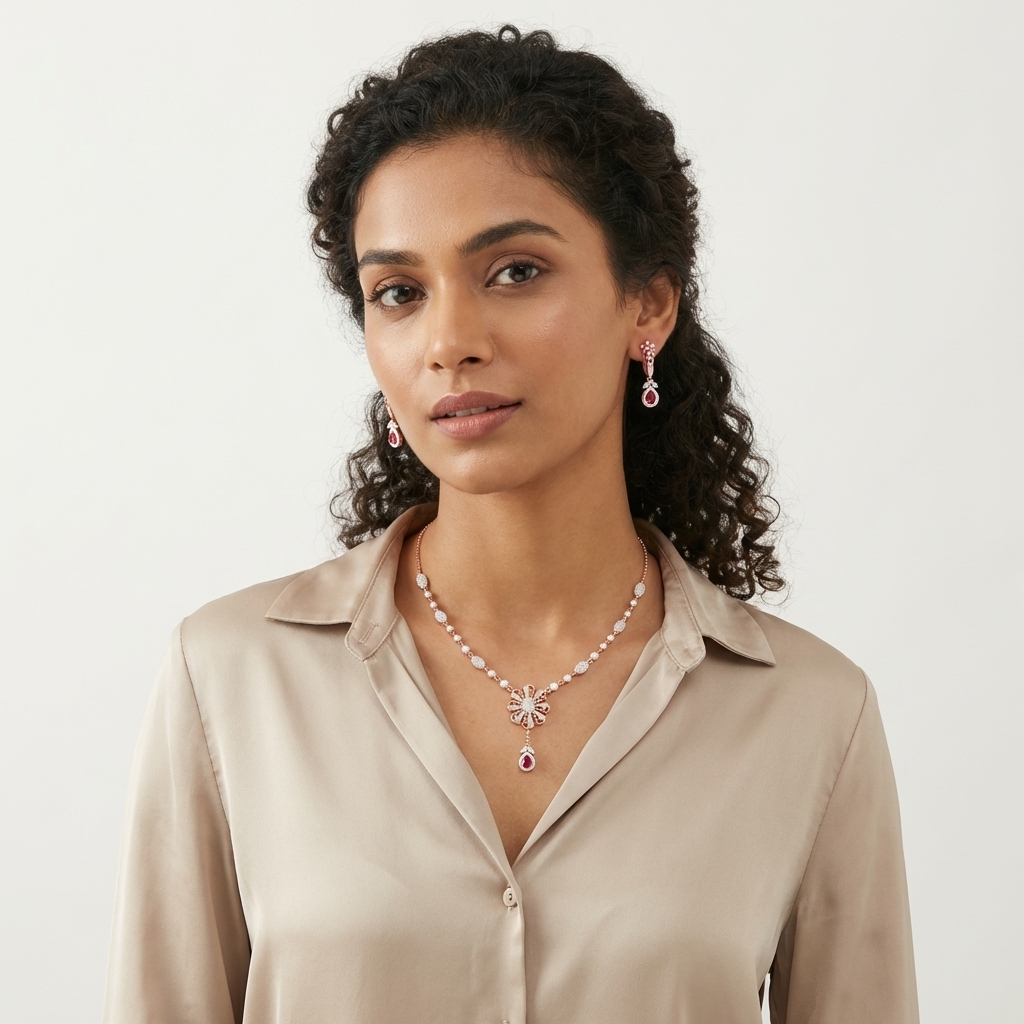 Modern Diamond Charm Necklace Set - 4