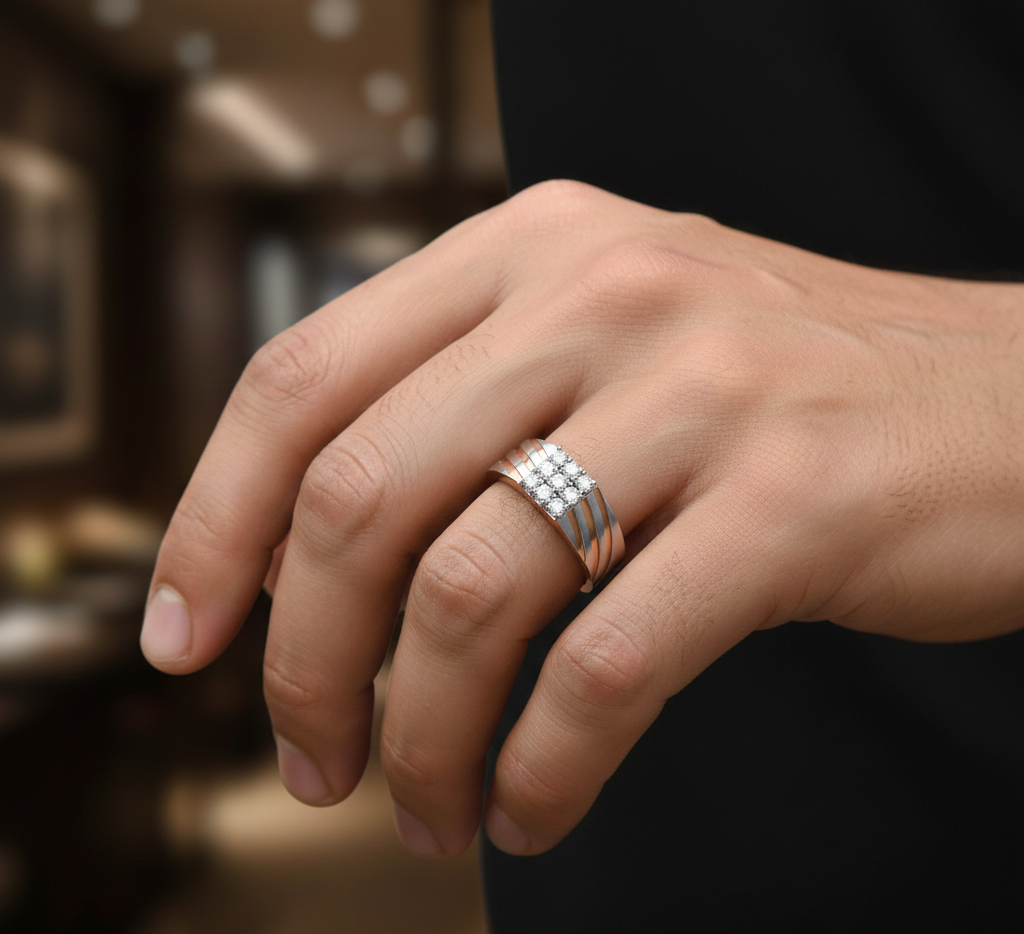 Bold Executive Diamond Gents Ring - 3
