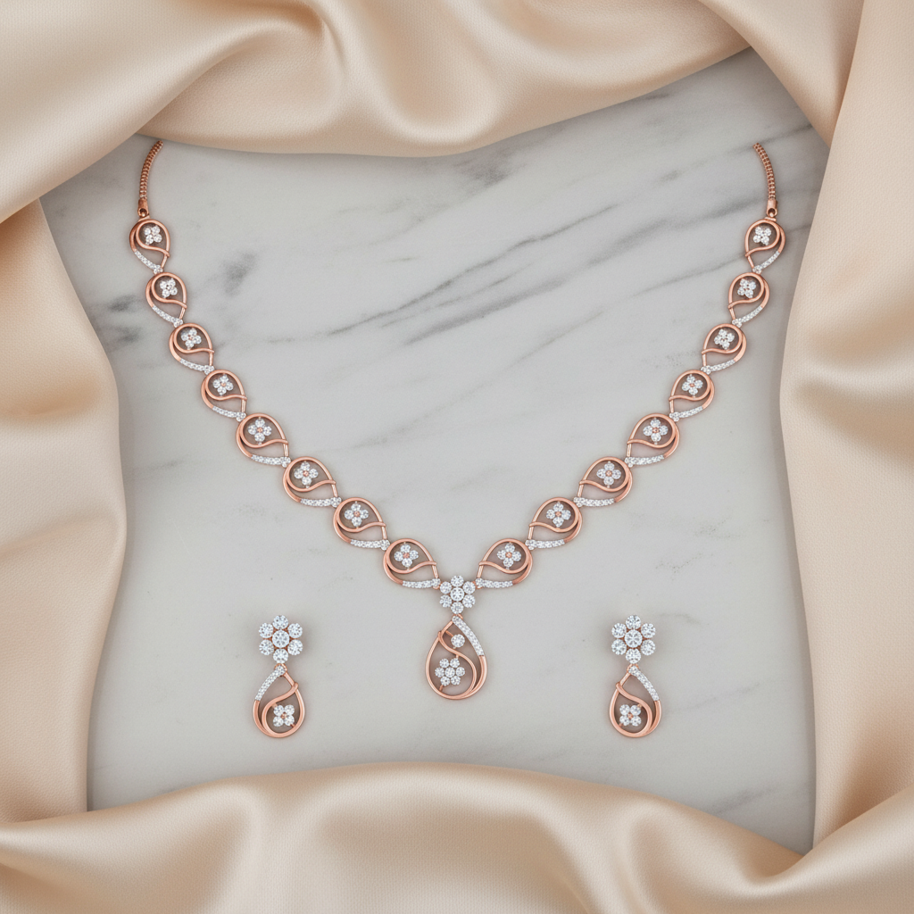 Glittering Diamond Grace Necklace Set