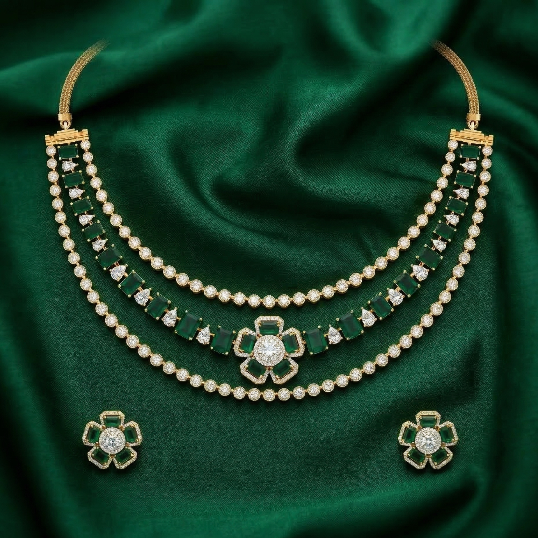Elegant Diamond Radiance Necklace Set