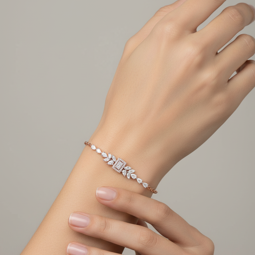 Crystal Weave Diamond Chain Bracelet