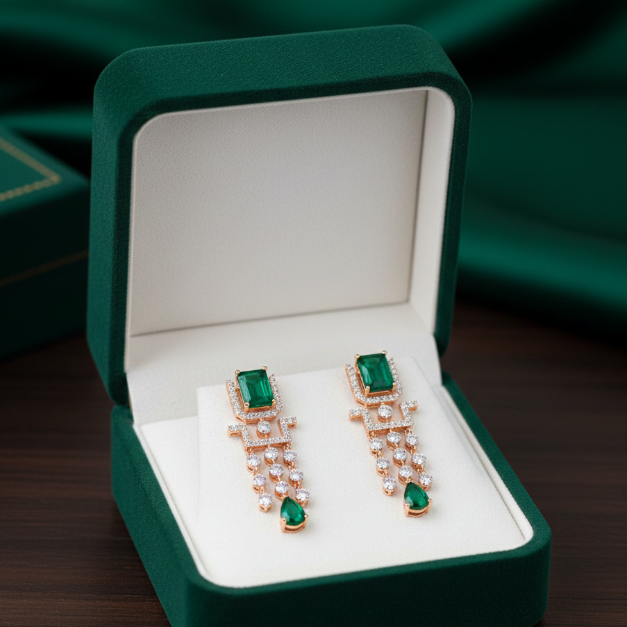 Polished Diamond Dangler Earrings