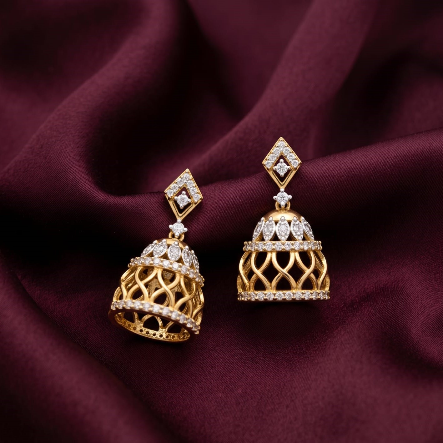 Radiant Star Design Diamond Earrings - 3