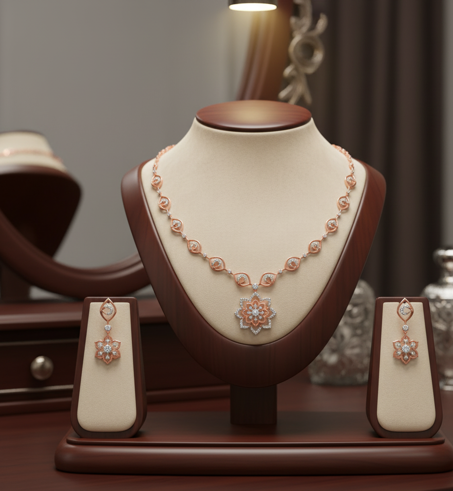Regal Bloom Diamond Necklace for Wedding Style