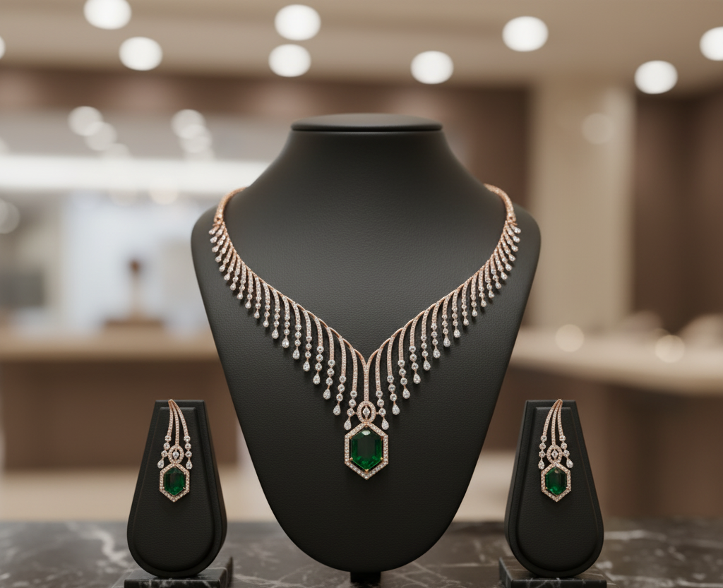 Modern Glow Diamond Necklace for Festive Wear