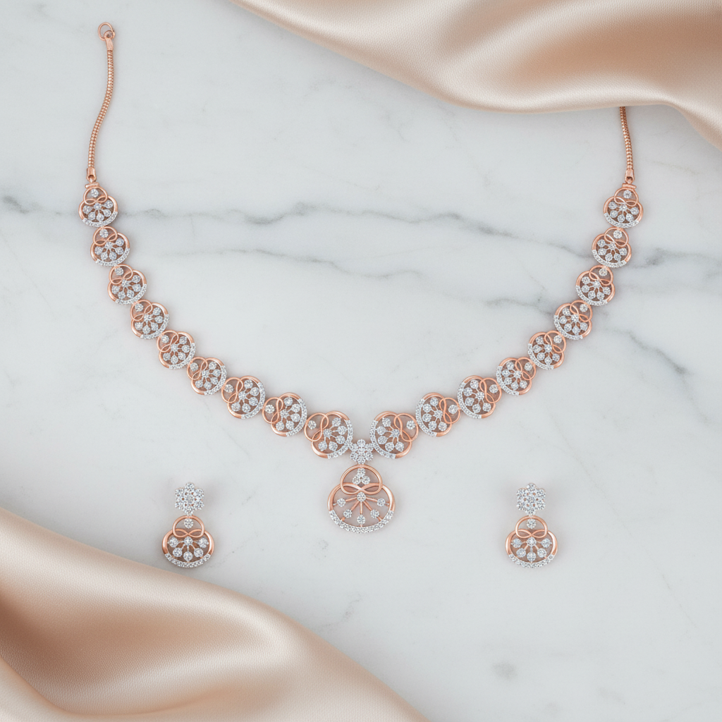 Sparkling Diamond Radiance Necklace Set