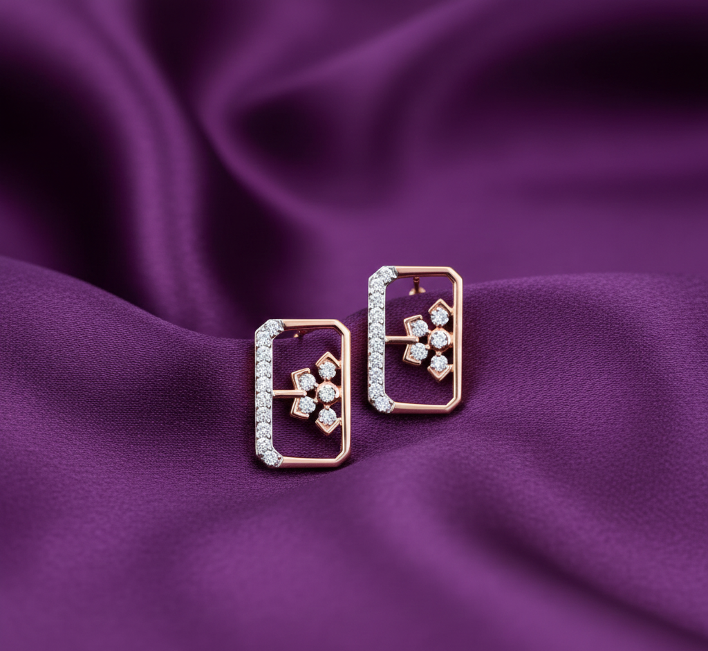 Fine Finish Diamond Stud Earrings