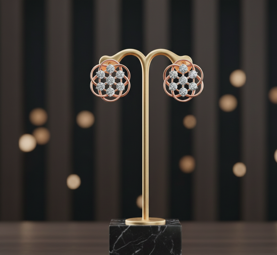 Diamond Bloom Stud Earrings