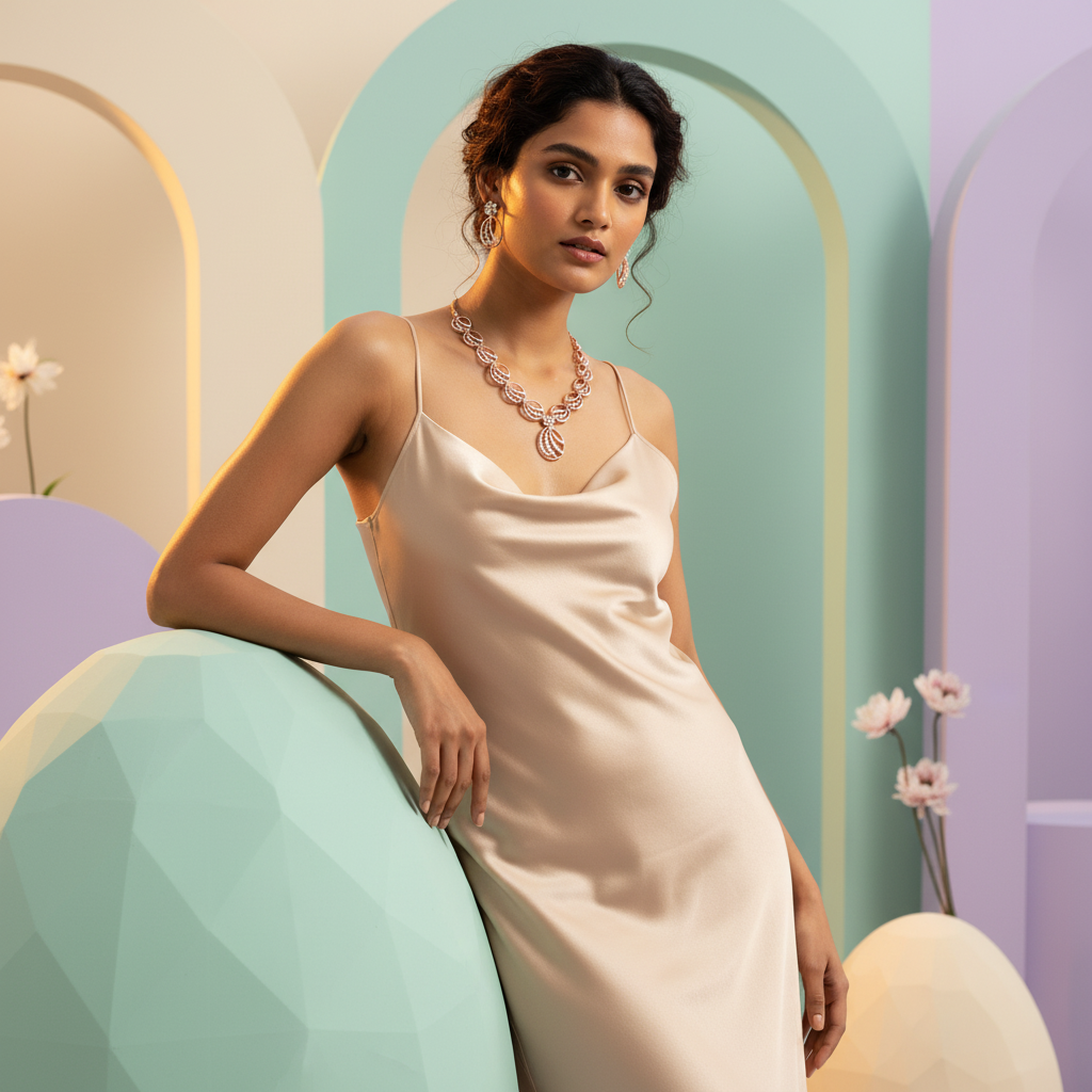 Sparkling Diamond Charm Necklace Set