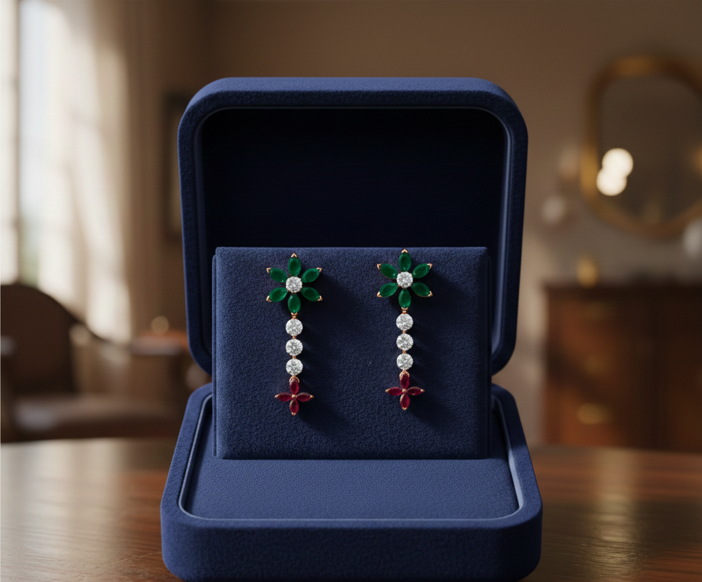 AstraBloom Diamond Dangler Earrings