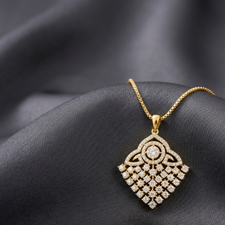 Diamond Moon Petal Pendant
