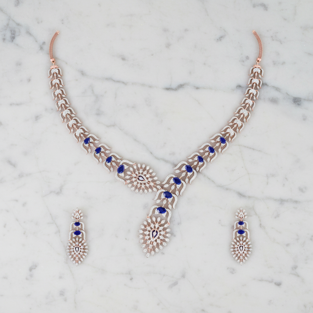 Opal Glow Diamond Elegance Necklace Set