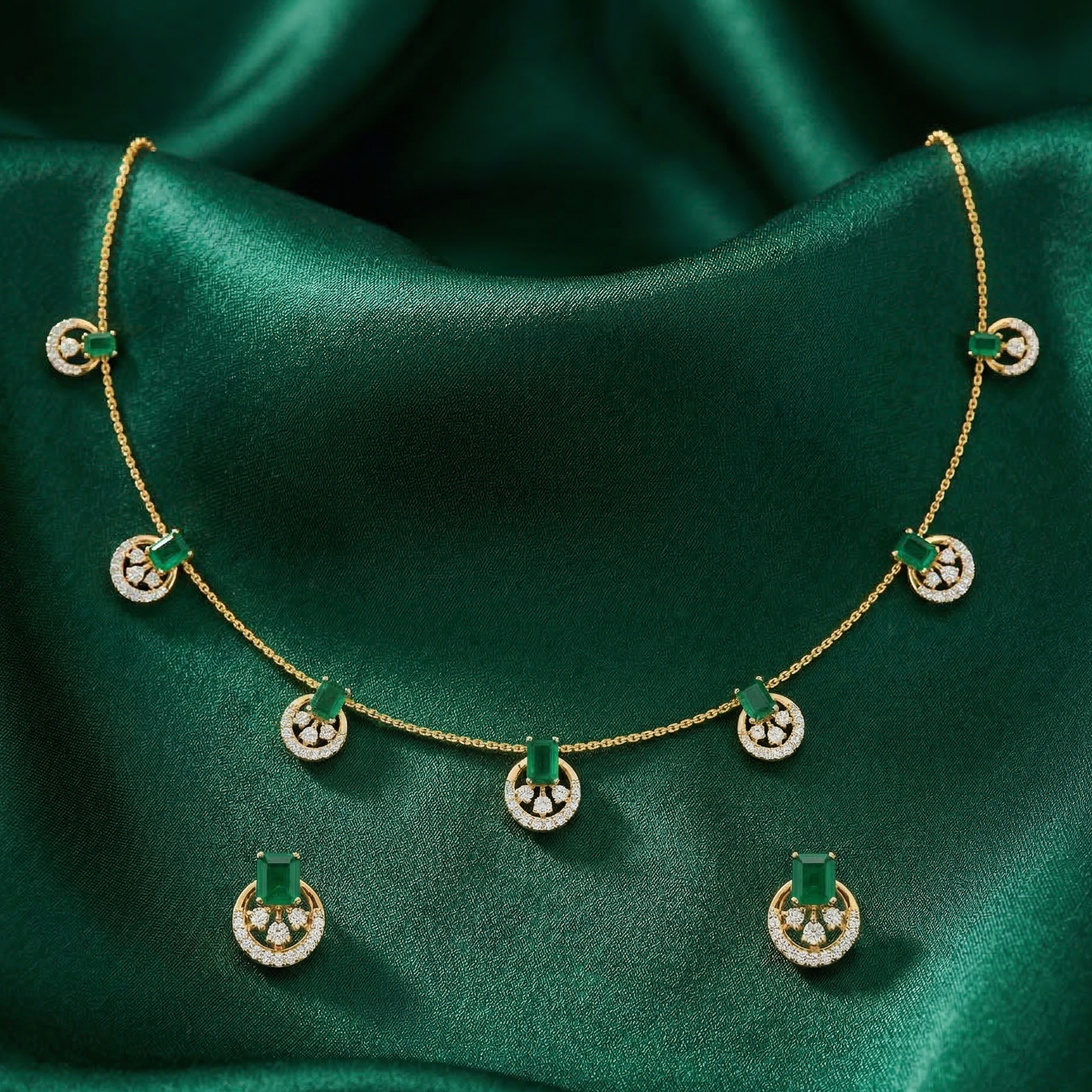 Elegant Diamond Sparkle Necklace Set