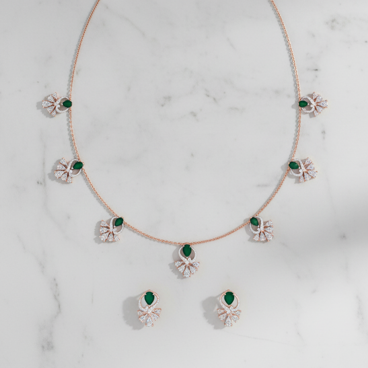 Modern Diamond Classic Necklace Set