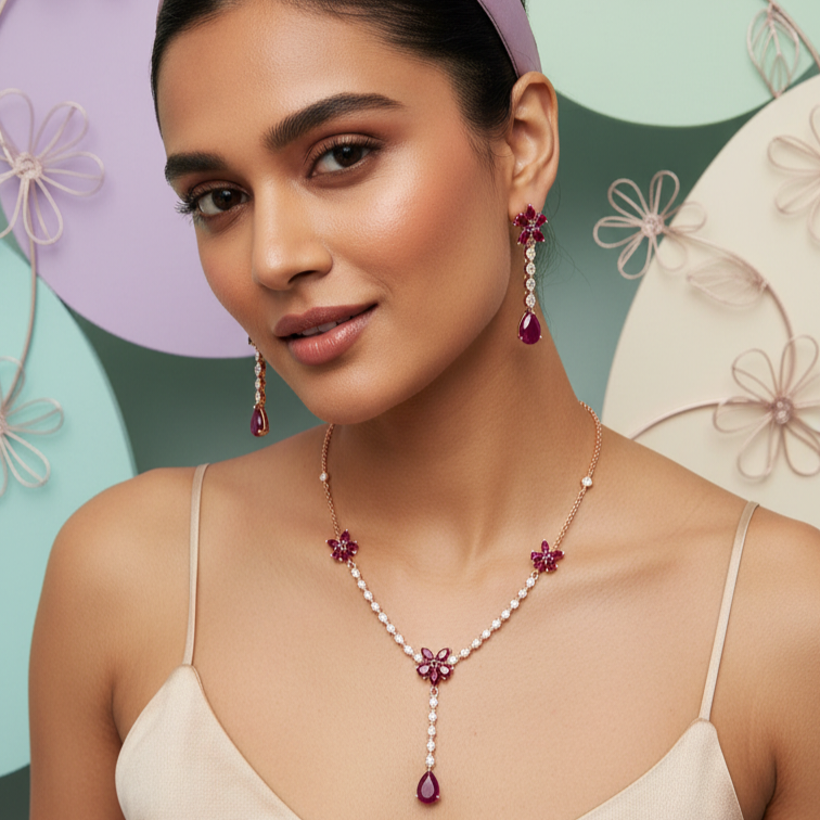 Modern Diamond Aura Necklace Set - 3
