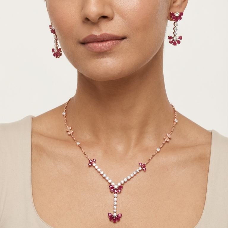 Modern Diamond Dazzle Necklace Set - 3