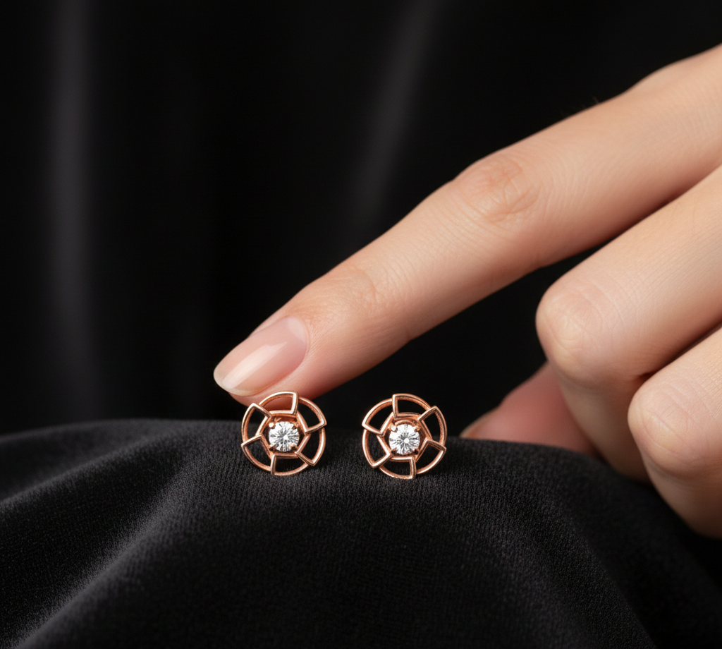 Sparkling Diamond Stud Earrings - 3