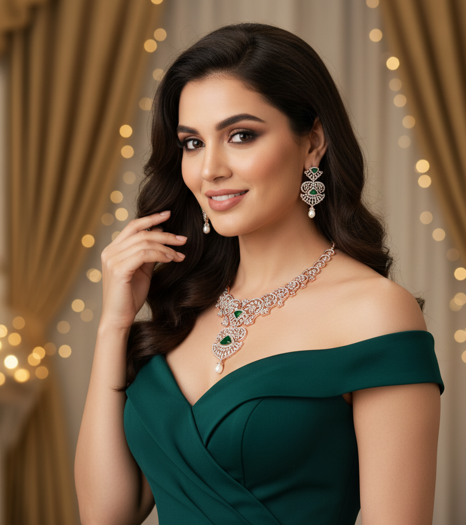 Shimmer Aura Diamond Necklace for Parties - 3