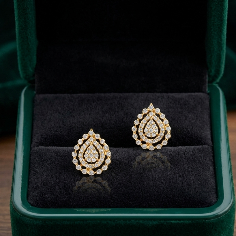Graceful Wave Design Diamond Earrings