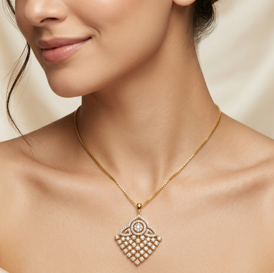 Diamond Moon Petal Pendant - 3