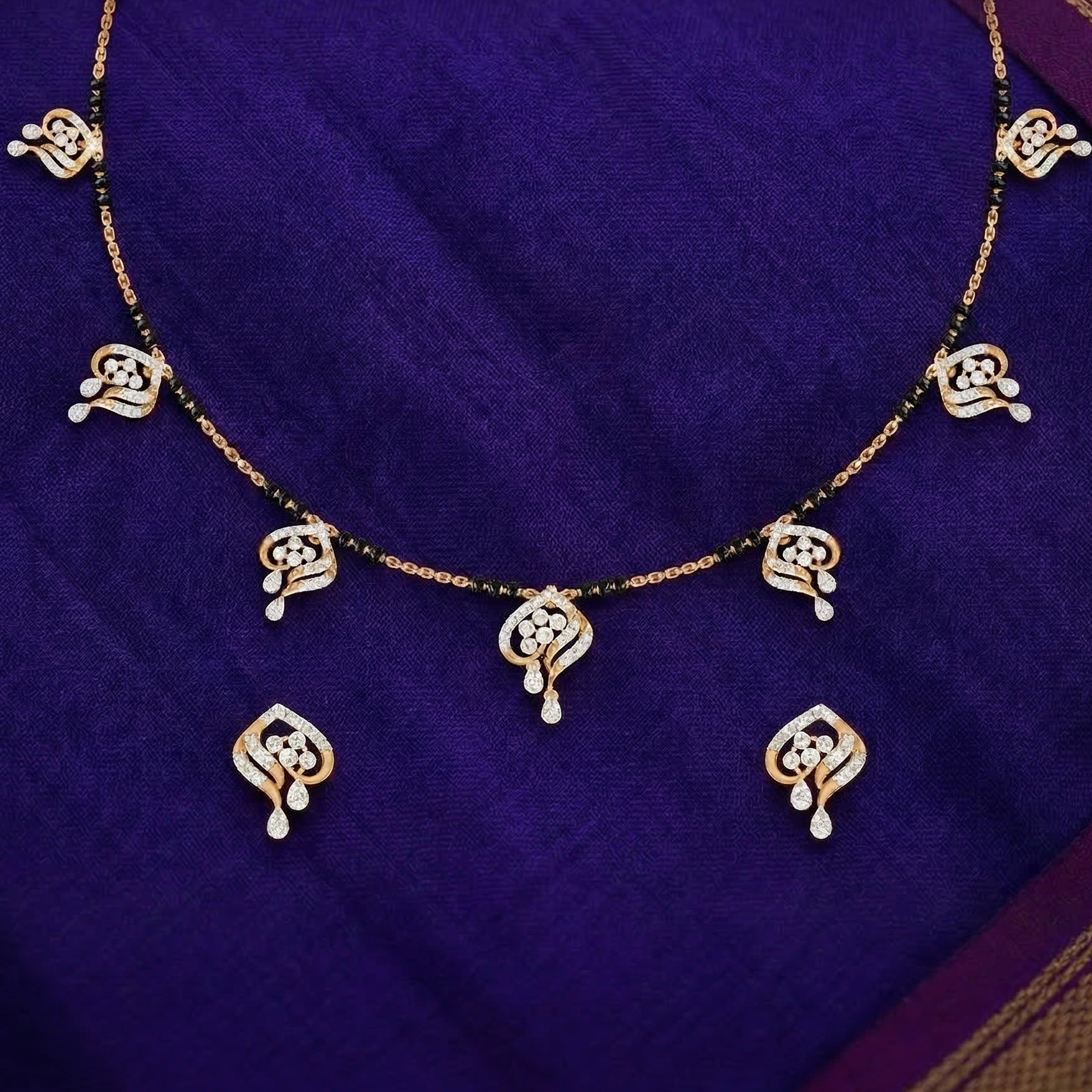 Elegant Diamond Fusion Necklace Set