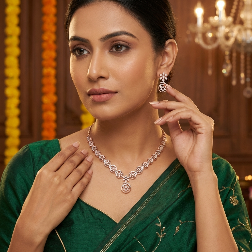 Glittering Diamond Dazzle Necklace Set - 3
