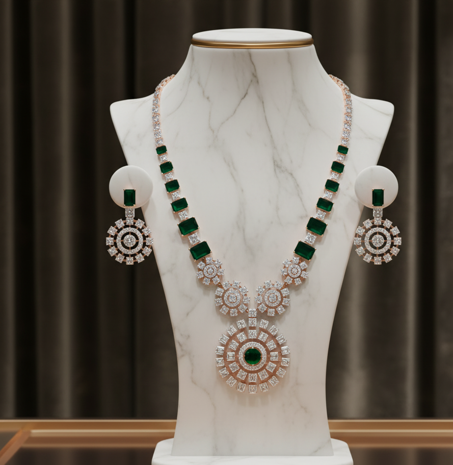 Classic Elegance Diamond Necklace with Earrings