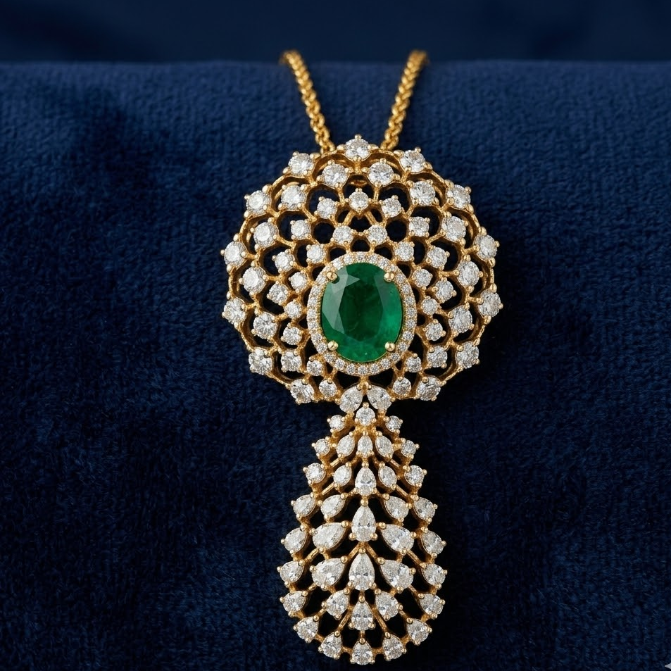 Diamond Crystal Fern Pendant