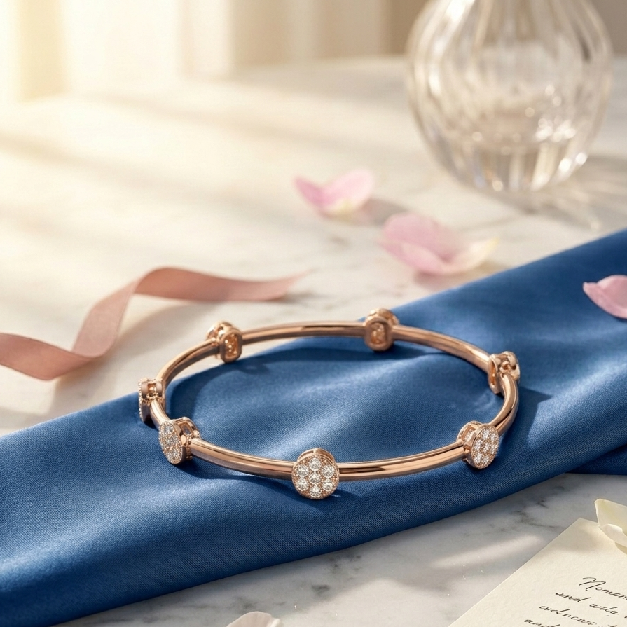 Gold Finish Diamond Bangles