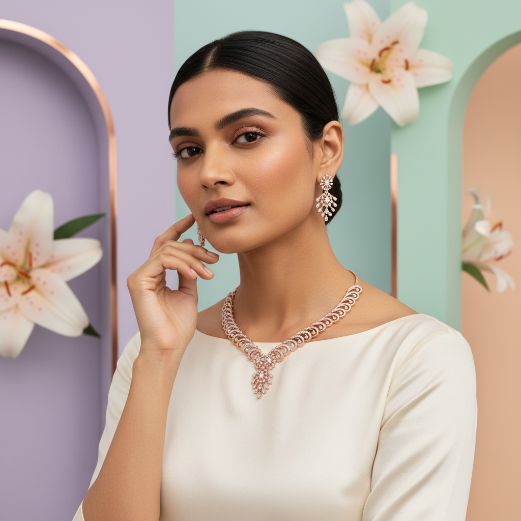 Sparkling Diamond Dazzle Necklace Set