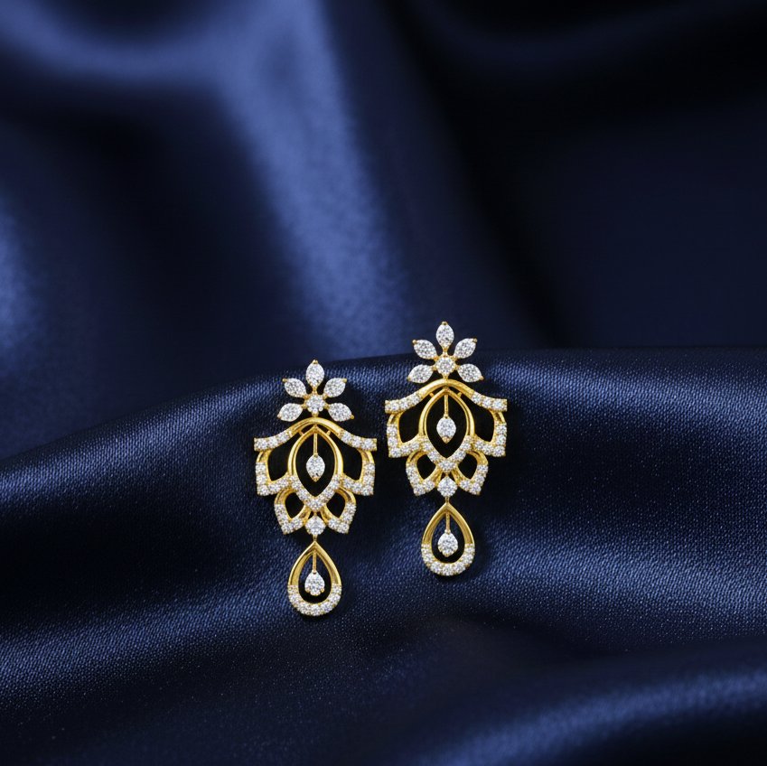 Stylish Diamond Dangle Earrings