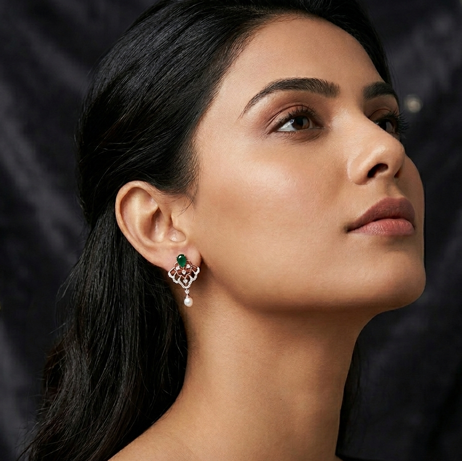 Elegant Crystal Diamond Dangler Earrings