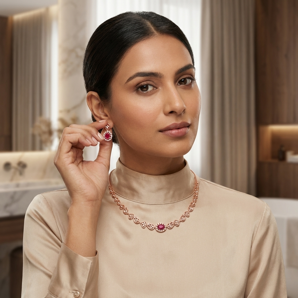 Velvet Diamond Shine Necklace Set - 4