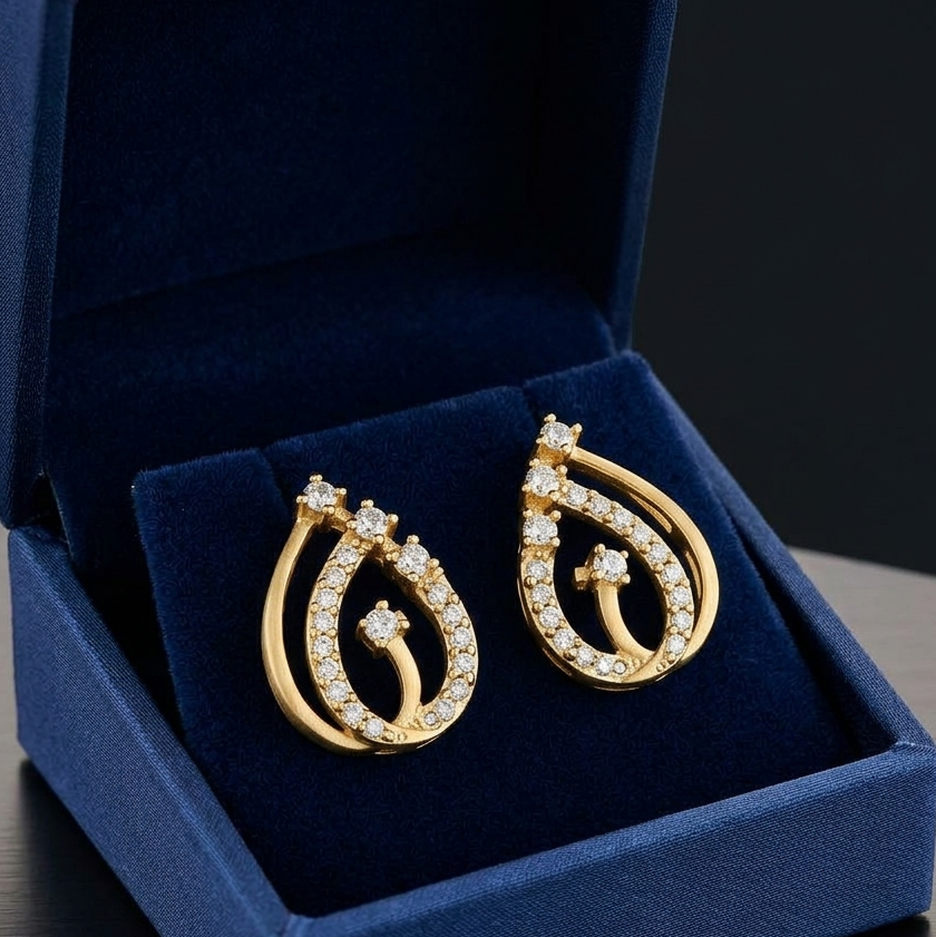 Glamorous Oval Diamond Stud Earrings