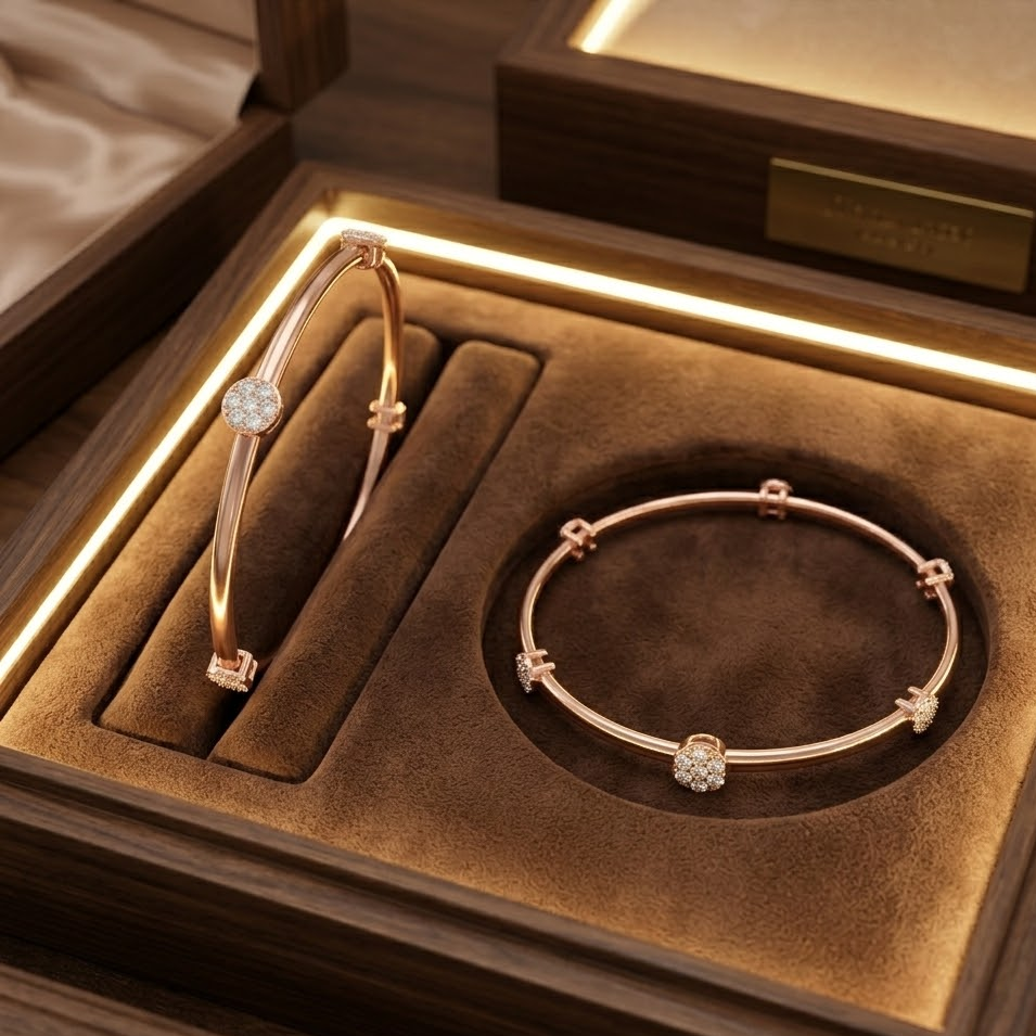 Gold Finish Diamond Bangles