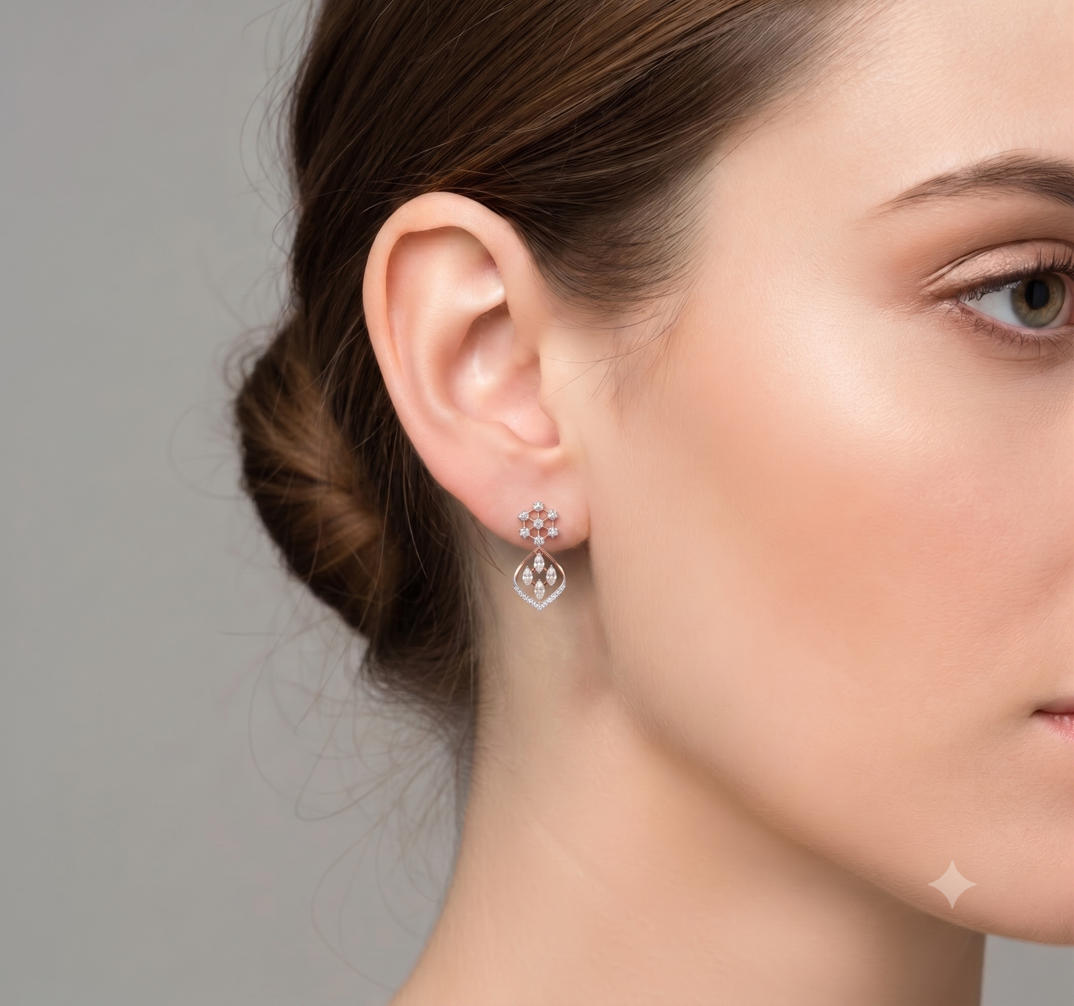 Stylish Diamond Stud Earrings - 3
