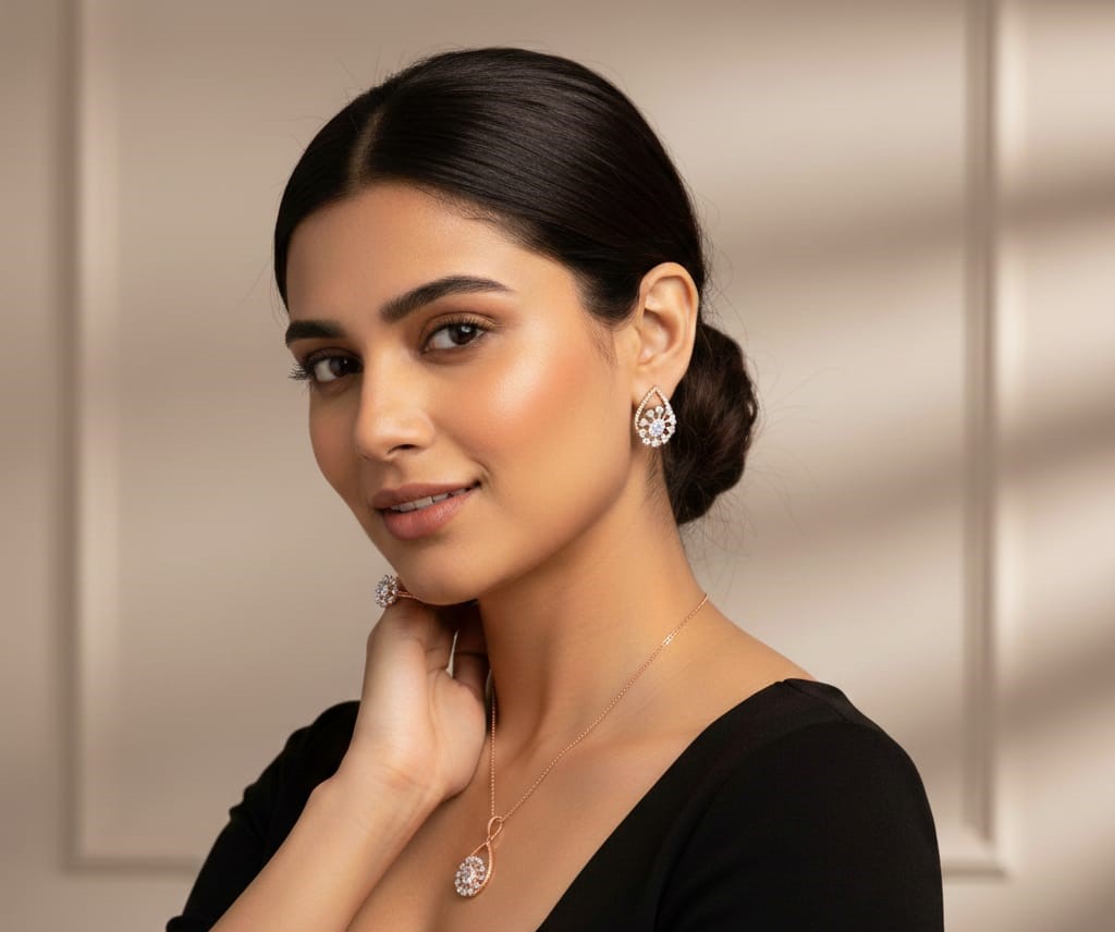 Diamond Bloom Pendant Set - 3