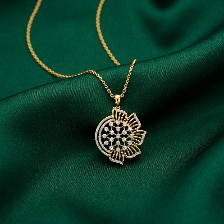 Diamond Glimmer Petal Pendant