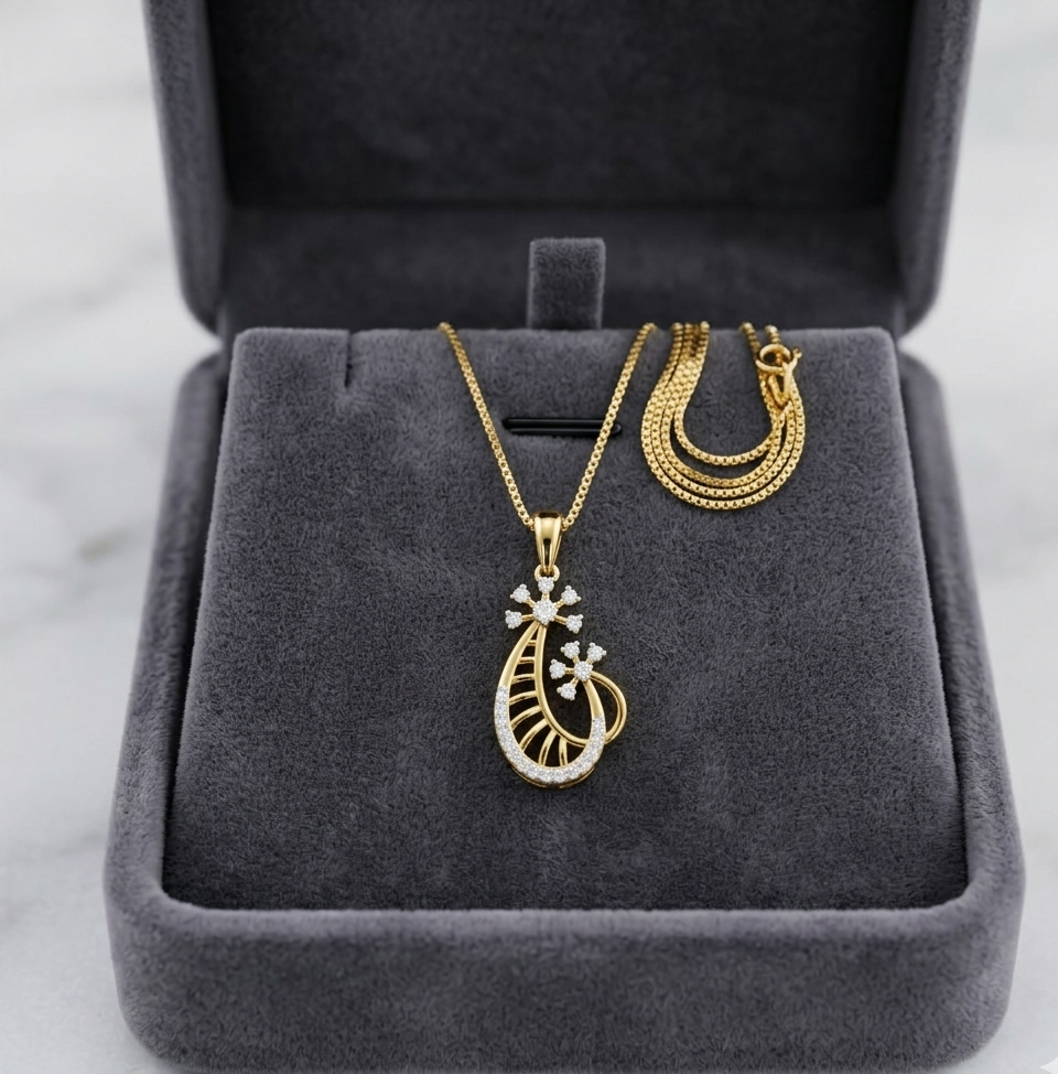 Crystal Fern Diamond Pendant